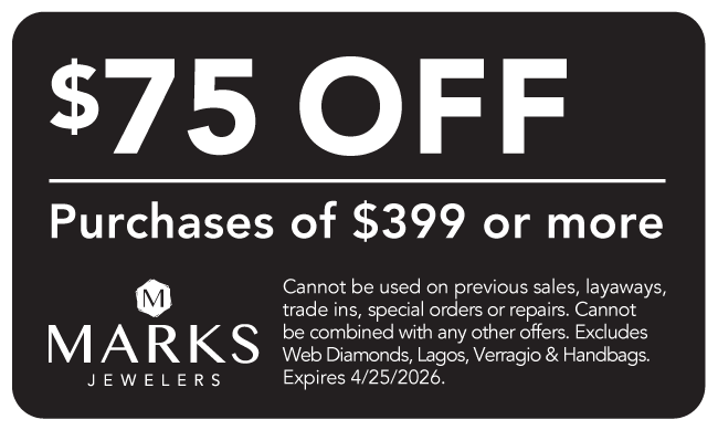 $75 off purchases of $399 or more