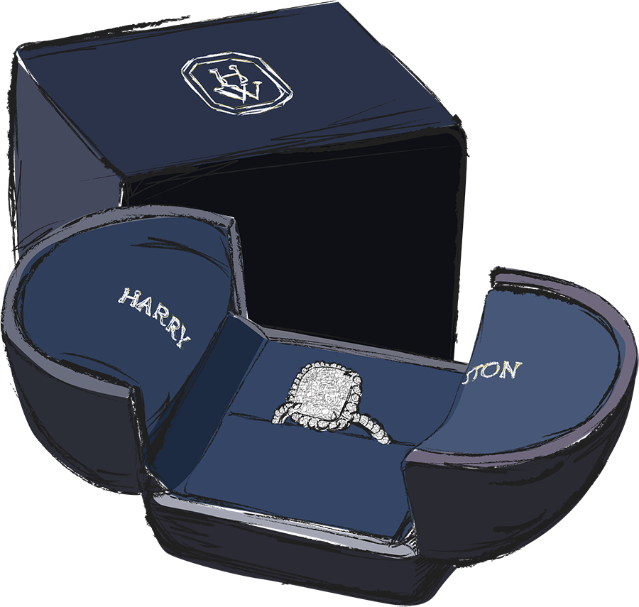 Sketch of Harry Winston jewelry box