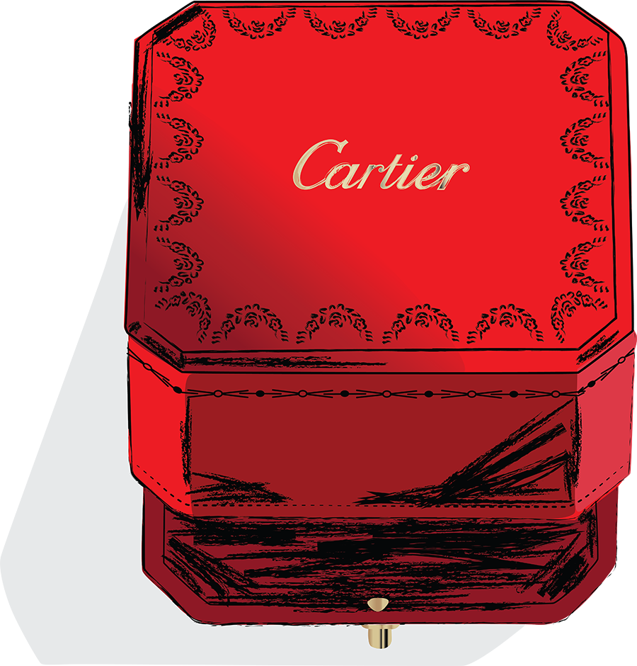 Sketch of Cartier jewelry box
