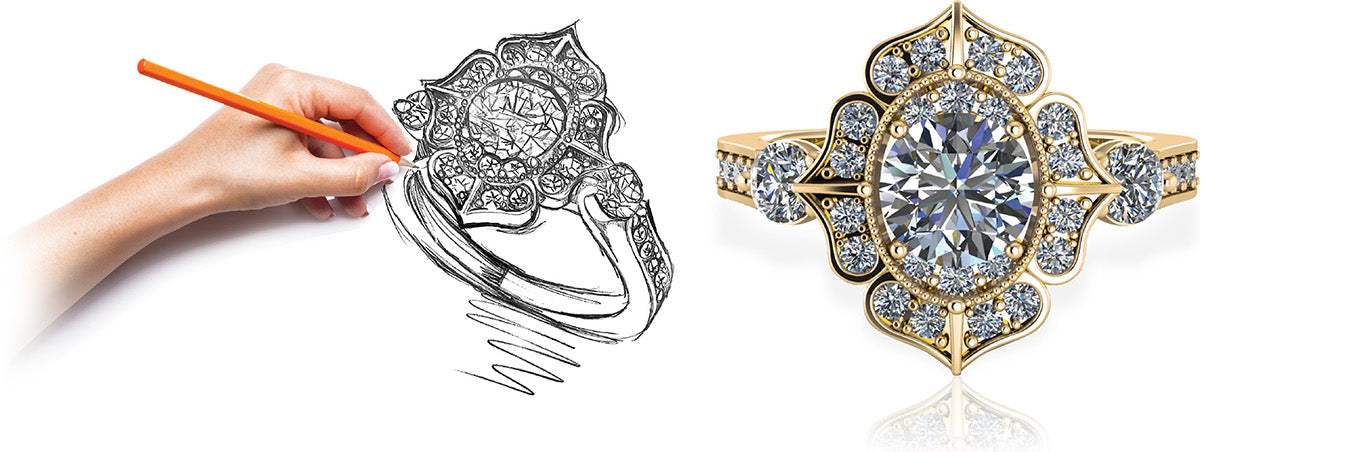 Ring from sketch to final piece of jewelry